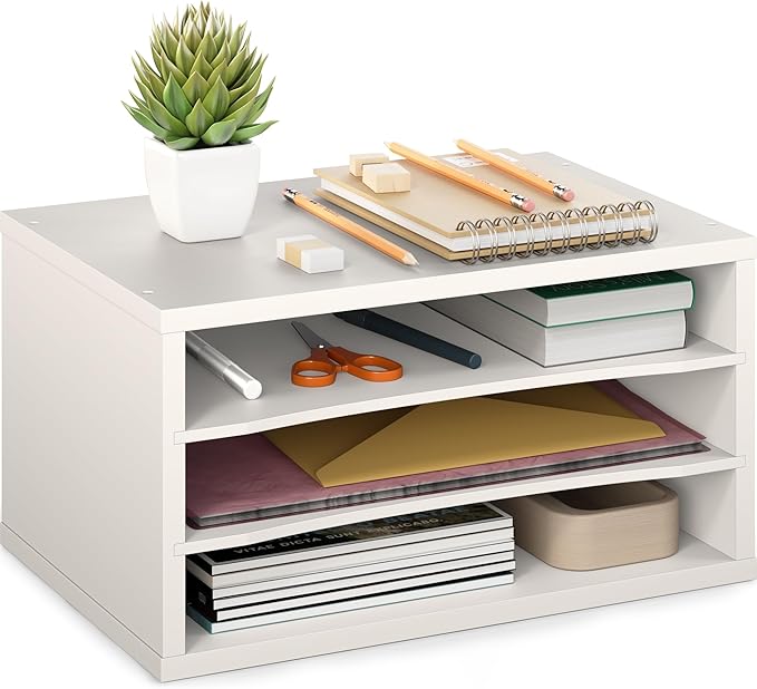 Ballucci Paper Organizer, 3-Tier Stackable Wood Desk Organizer, Document File by Ballucci