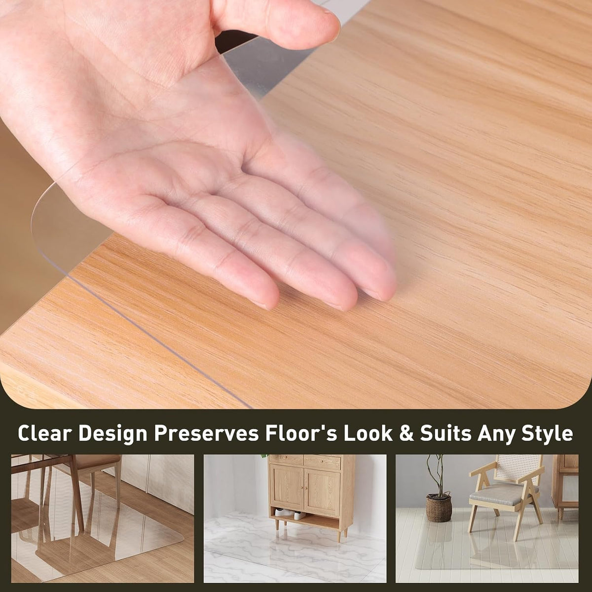 Area Floor Mat for Under High Chair, 4'×6' Transparent No Slip