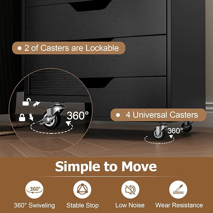 Giantex 7-Drawer Storage Cabinet, Mobile File Organizer - Image 6