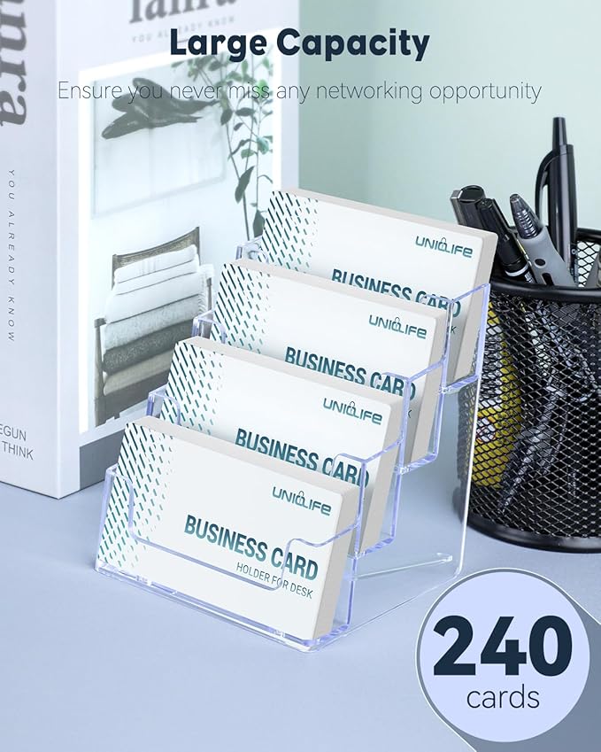 Uniclife 4 Pack Acrylic Business Card Holder - Image 2