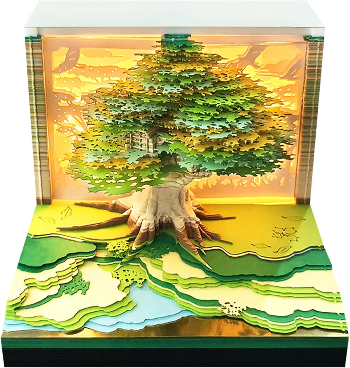 3D Time Piece Calendar, 2027 Desk Calendar With LED Light, 3d Tree Memo Pad C...