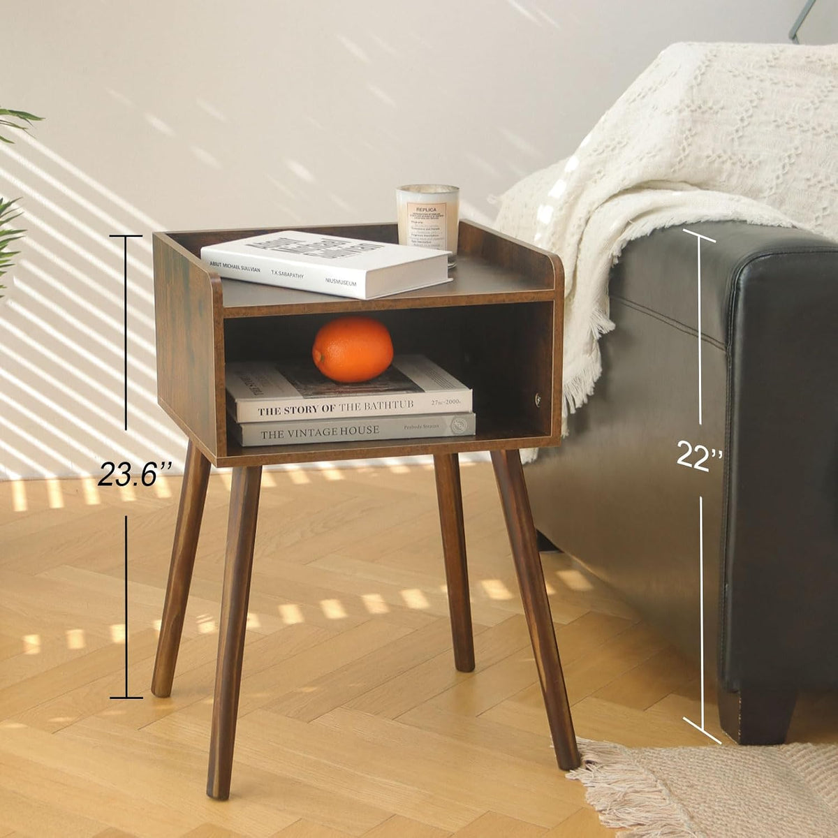 MaxSmeo Nightstand, Mid Century Modern Side Table Bedroom with Storage
