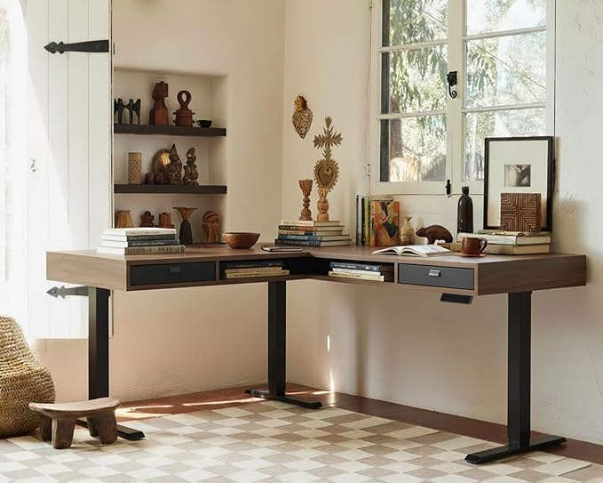 HUANUO Electric L Shaped Standing Desk, 63″x55″ Height Adjustable Corner - Image 3