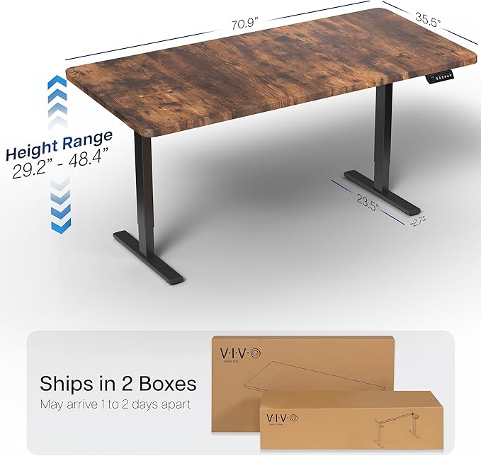 VIVO Electric 71 x 36 in Rustic Standing Desk, Memory Height Adjustment - Image 3