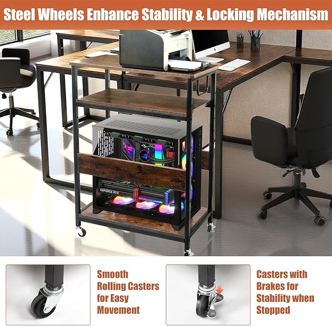 Extra Large Height Adjustable Computer Tower Stand, Computer & Machine Carts - Image 3