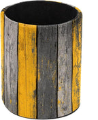 Leather Pen Holder for Desk Yellow Grey Gradient Wood Planks Pattern Pencil Cup by Unknown