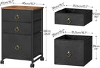 HOOBRO 3-Drawer Mobile File Cabinet, Vertical Filing Cabinet, Under Desk Storage Drawers for Home Office, Rolling Printer Stand, A4/Letter-Sized, Nonwovens Drawer, Rustic Brown and Black BFK30WJ01