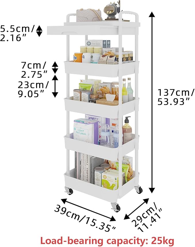 Calmootey 5-Tier Rolling Utility Cart - Image 5