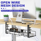 15.7” Under Desk Cable Management Tray, No Drill Steel Cable Tray Organizers - Image 7