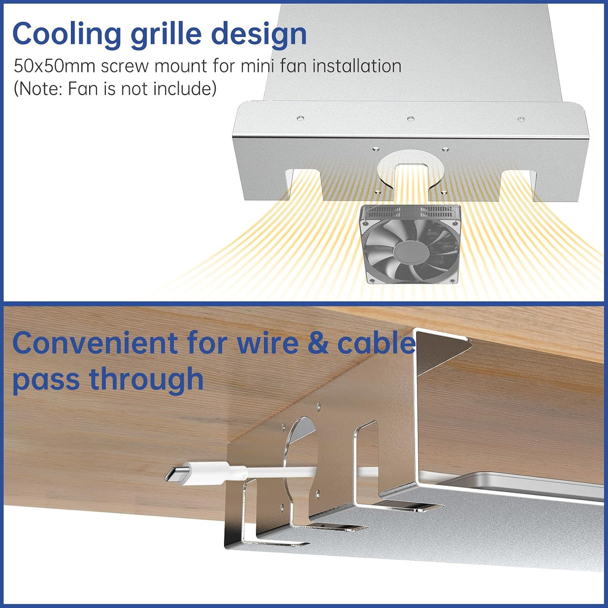 Upgrade Under Desk Shelf with Heat Dissipation - Under Table Shelf for Laptop...