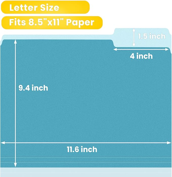SUNEE File Folders Letter Size Retro Colors, 100 Pack Folders - Image 2