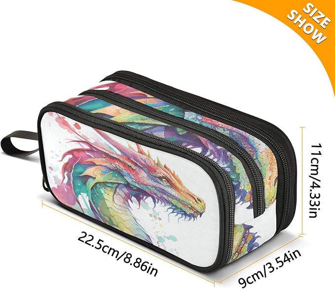 BOENLE Watercolor Dragon Pencil Case Box Boys Girls Large Pencil Pouch - Image 4