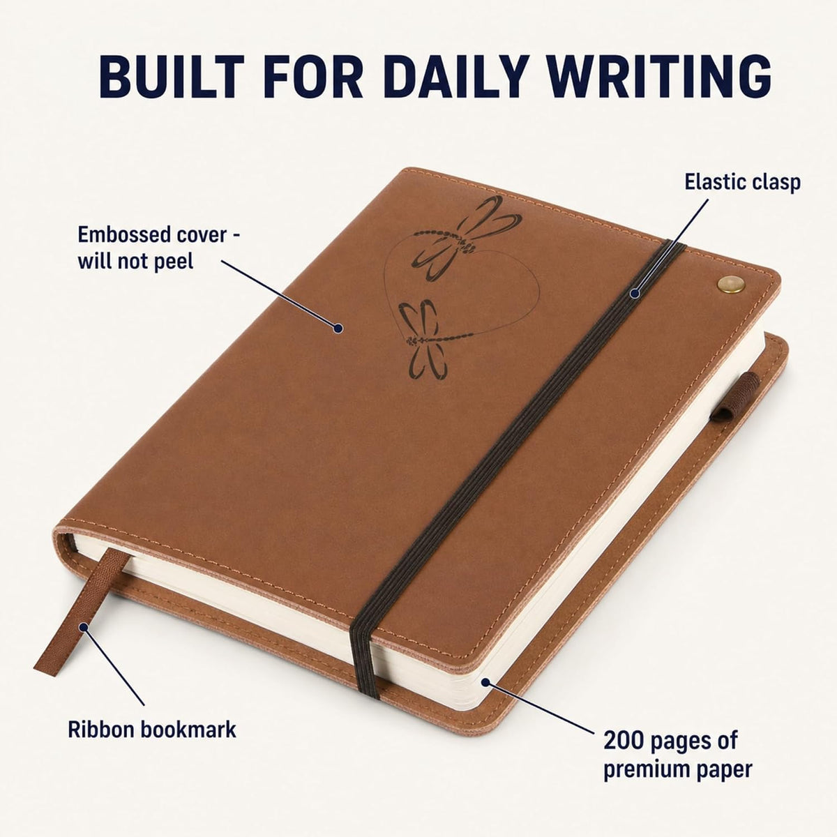 The Amazing Office Dragonfly Heart Real Leather Refillable Journal, Embossed ...