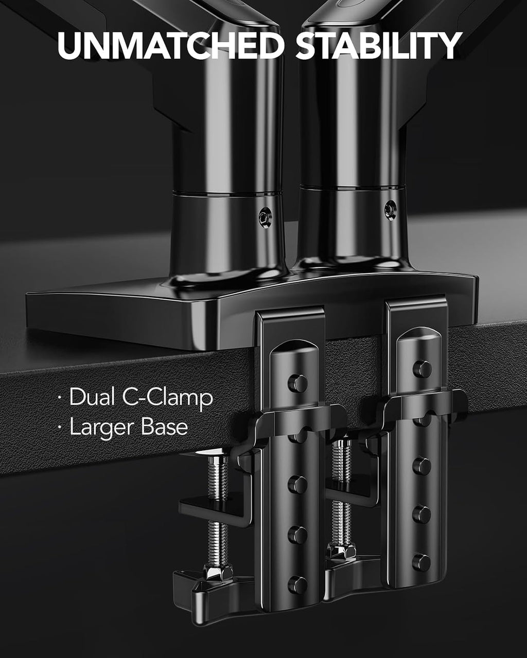 huanuo dual monitor stand, fully adjustable gaming monitor, side view