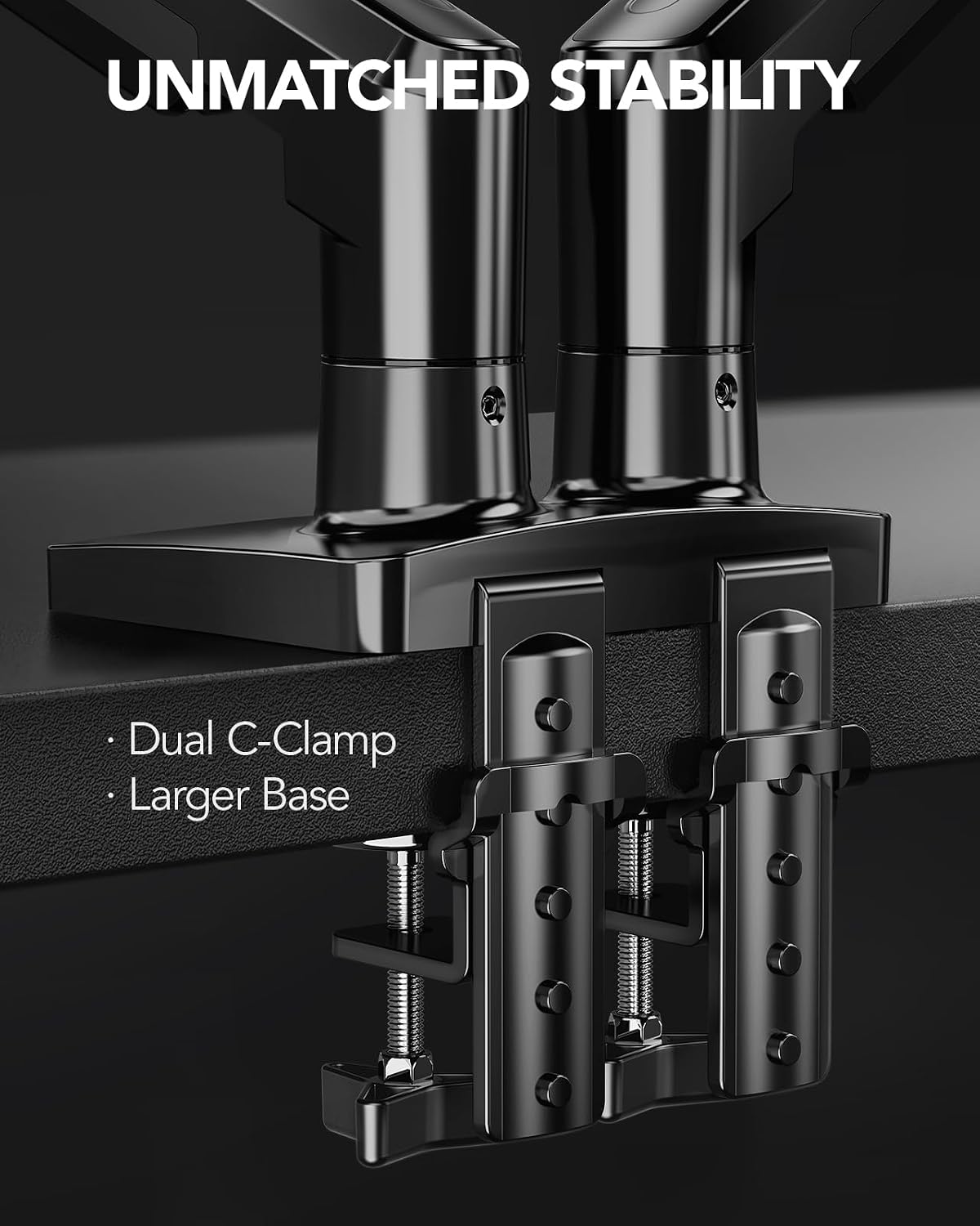 huanuo dual monitor stand, fully adjustable gaming monitor, side view