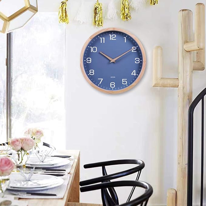 Kesin Wall Clock 12 Inch Silent Non Ticking Wood Wall Clocks Battery Operated - Image 5
