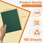 100 Sheets Dark Green Cardstock 8.5 x 11 Scrapbook Paper, 92lb Heavyweight - Image 2