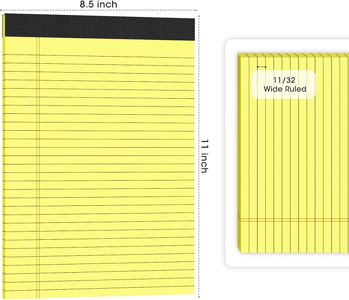 AILZFEI Yellow Legal Pads Note Pads 8.5 x 11 inch Wide Ruled, 30 Sheets/Pad - Image 2