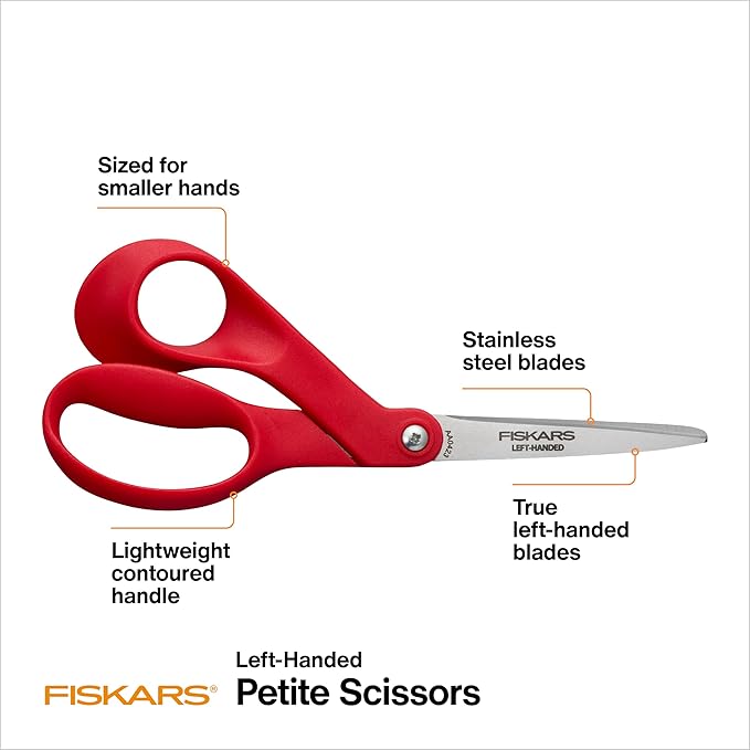 Fiskars Petite Left Handed Scissors, Crafting and Sewing Stainless Steel - Image 2