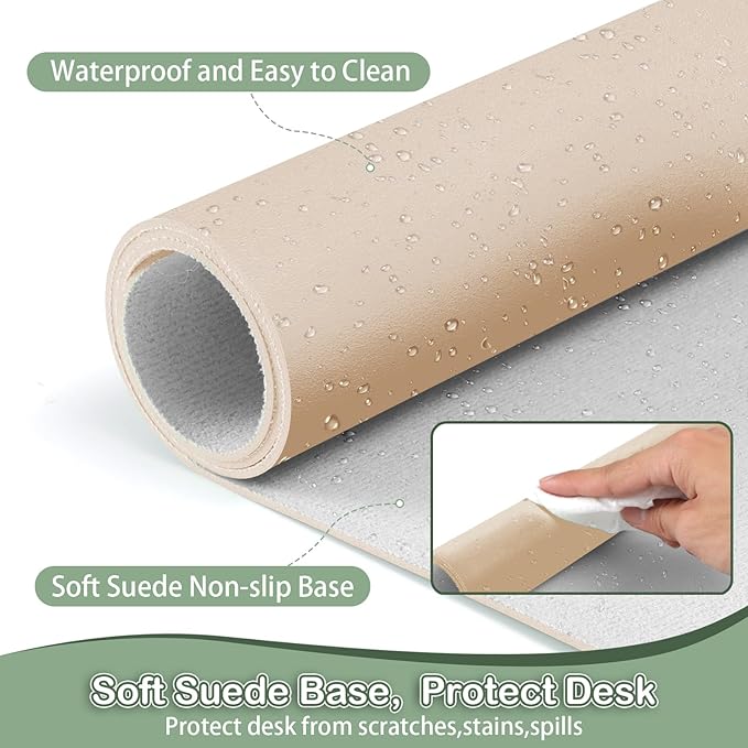 Boutilon Leather Desk Pad Protector, Non-Slip Mouse Pad, Laptop Desk Pad - Image 4