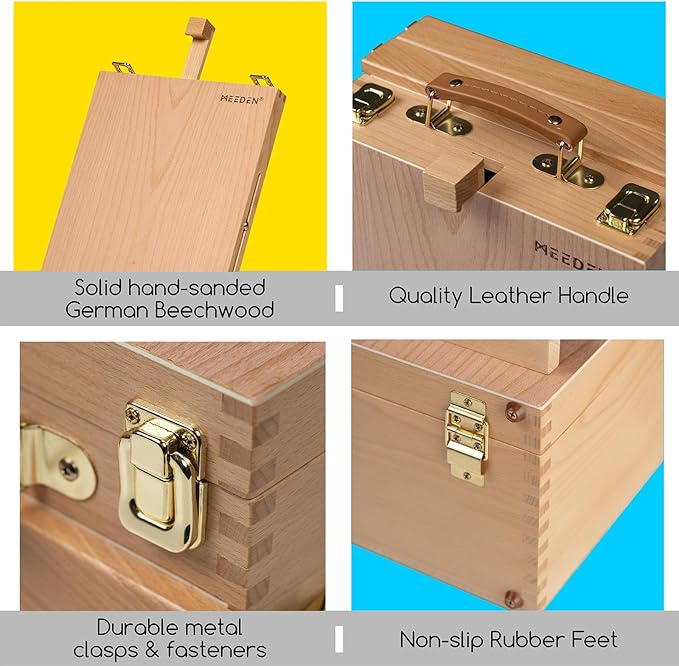 MEEDEN Large Tabletop Easel Sketchbox, Adjustable Solid Beech Wood Desktop - Image 3