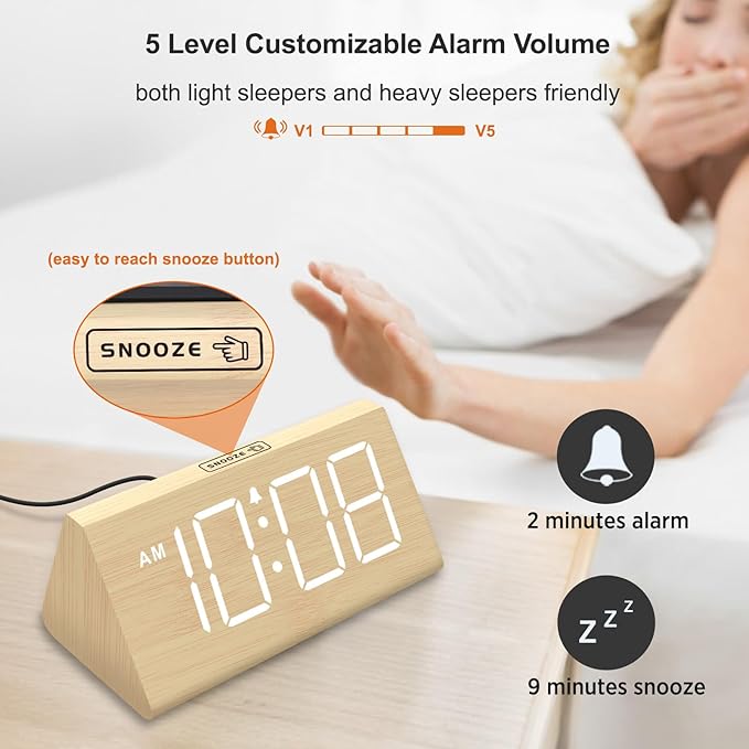 DreamSky Wooden Digital Alarm Clocks - Image 6