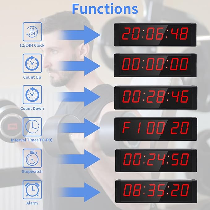 Large Stopwatch with Start/Stop Button, LED Digital Timer with Remote, - Image 3