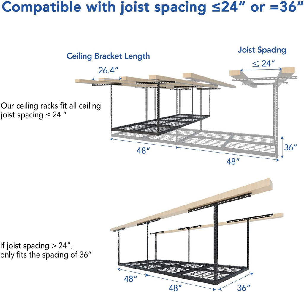 fleximounts 3x8 overhead garage ceiling storage rack, 2, close-up detail