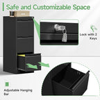 3-Drawer File Cabinet with Lock, Metal Vertical Filing Cabinets - Image 6