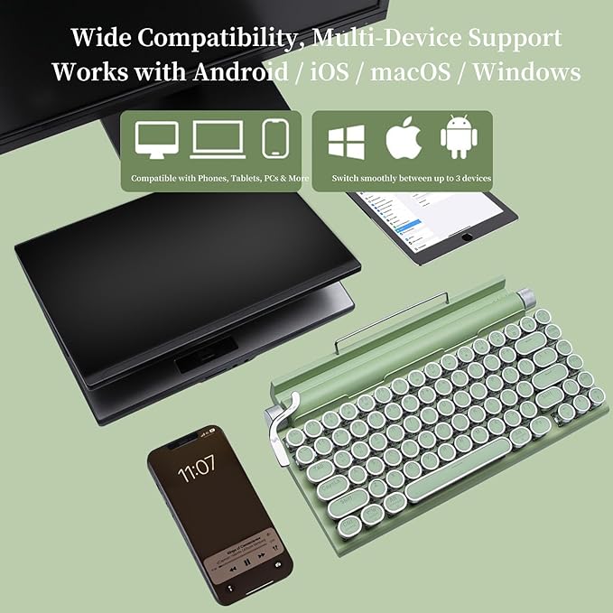 Adventurers Retro Typewriter-Style Mechanical Keyboard, 83 Keys, 75% Compact - Image 5