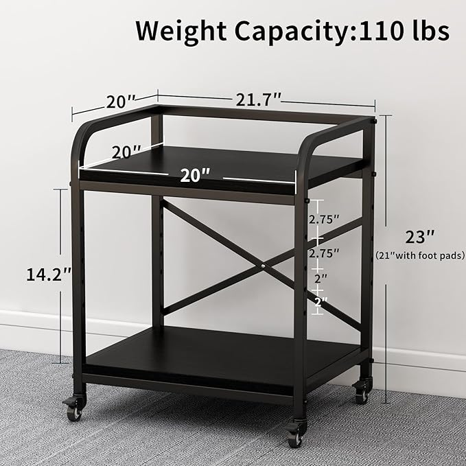 Vokumba 2 Tier Large Printer Stand, 20 x 20 Inches Printer Table - Image 4