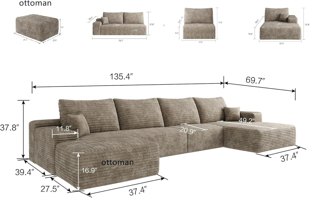 jingling 37.4" rectangle ottoman foot rest for couch, view 9