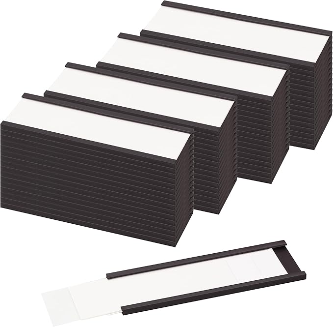 LLPT Magnetic Label Holder 3" x 1" 50 Packs C Channel 300g White Paper Cards by LLPT-AllAboutAdhesiveTapes