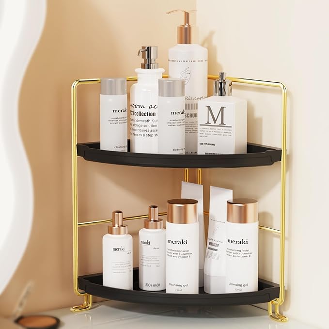 JANUS LiANG 2-Tier Spice Rack Corner Storage Shelf Makeup Organizer Stackable by JANUSLiANG