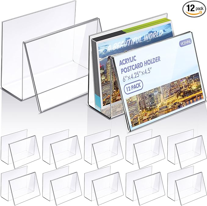 Vicenpal 12 Pcs Clear Acrylic Postcard Holder Business Card Holder Greeting by Vicenpal