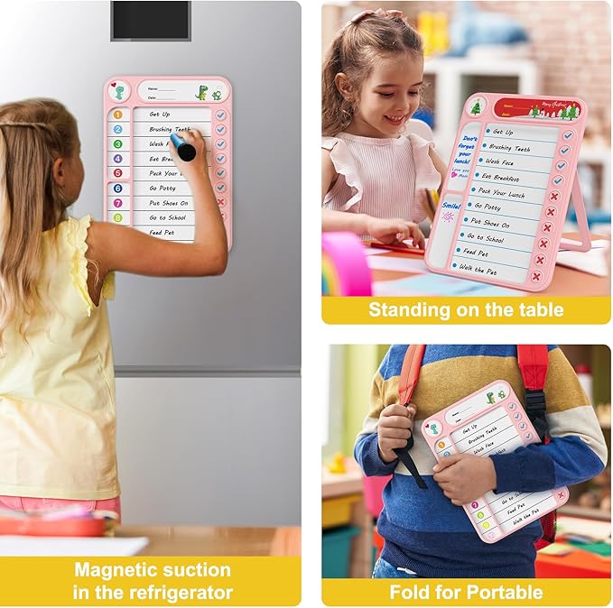 2-Pack Magnetic Chore Chart for Kids, ADHD Task Tracker Easy-Check Routine Dry - Image 5