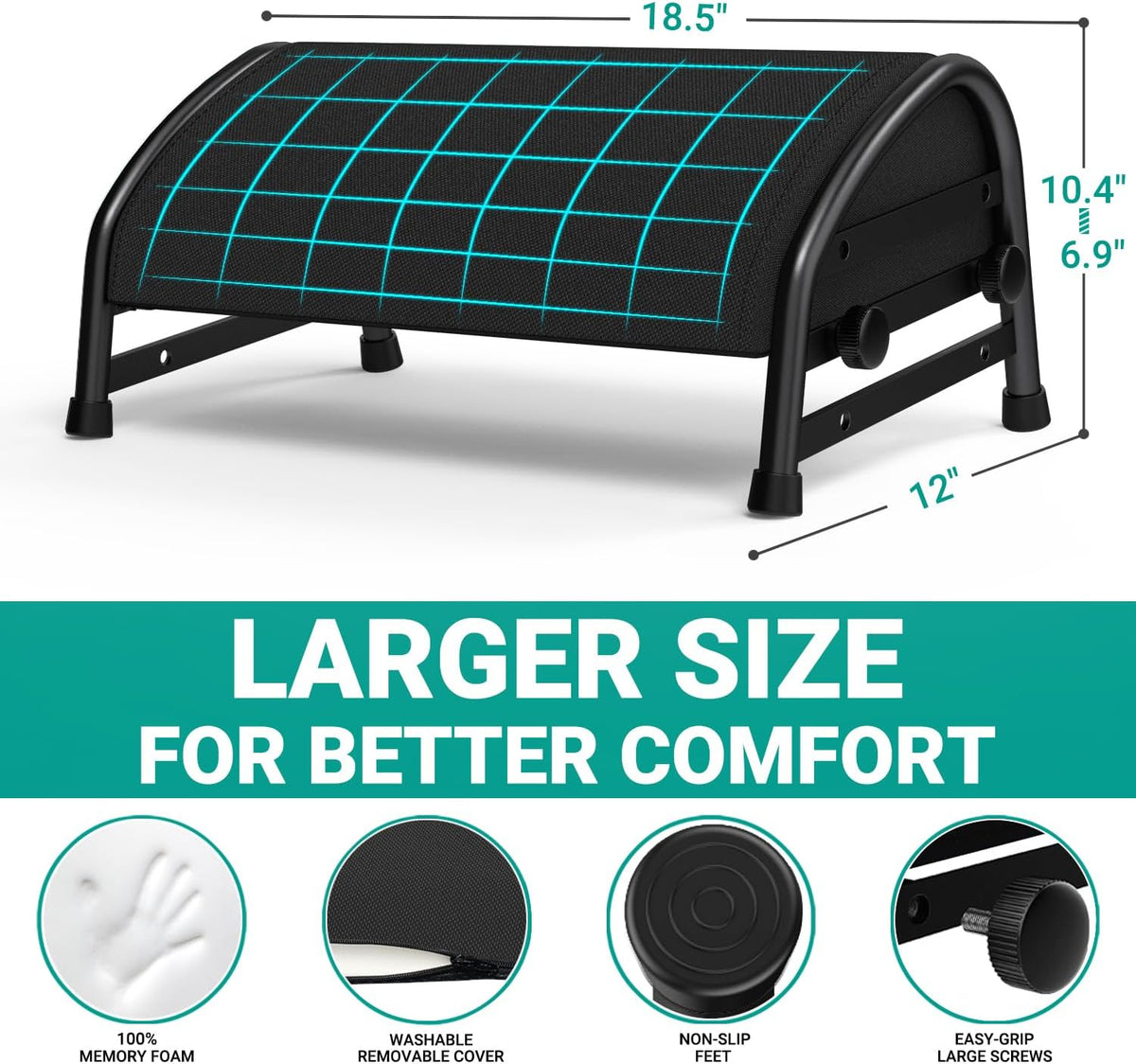 YEASHEIN Adjustable Foot Rest for Under Desk at Work, Ergonomic Foot Stools