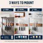 magnetic knife holder for wall, 16 inch acacia, close-up detail