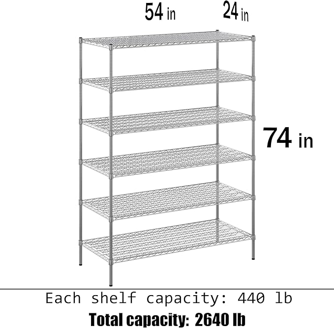 Regal Altair 24" Deep x 54" Wide x 74" Height Wire Shelving Kit | 6-Tier | NSF - Image 3