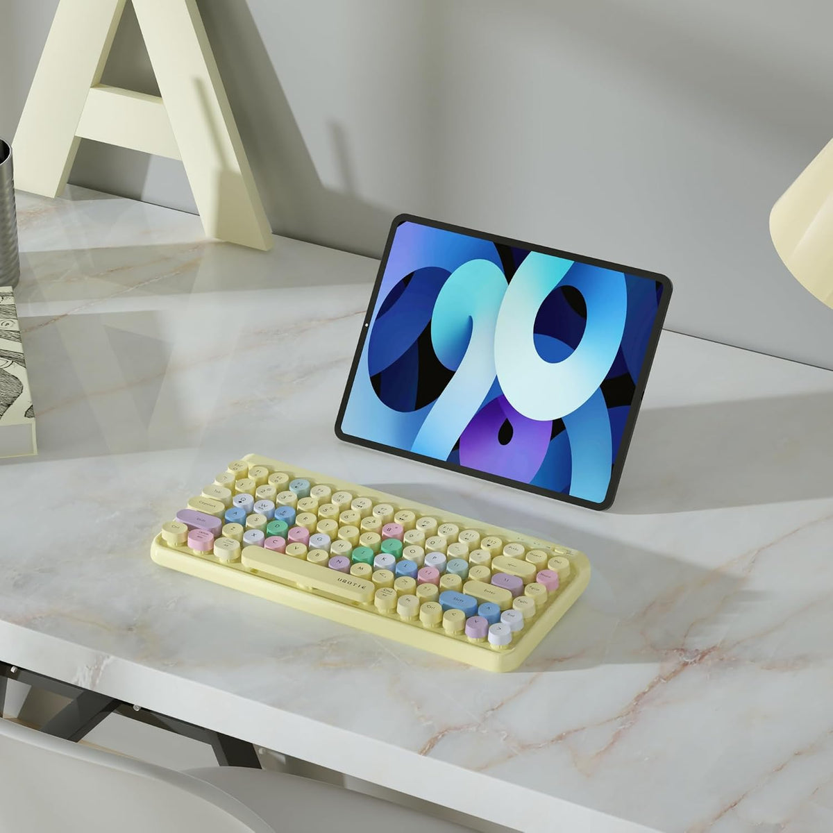 UBOTIE Portable Bluetooth Colorful Keyboards (Yellow-Colorful)