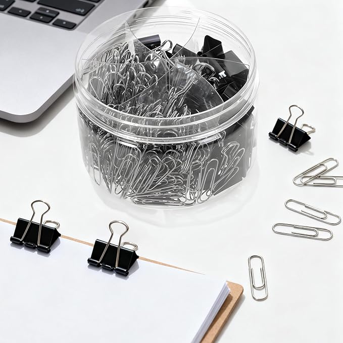 370 PCS Paper Clips and Binder Clips Set – Assorted Sizes Metal Clips, Office - Image 3