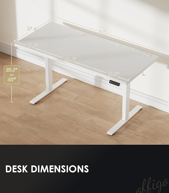 OffiGo 71 Inch Executive Electric Standing Desk, Height Adjustable Desk - Image 8
