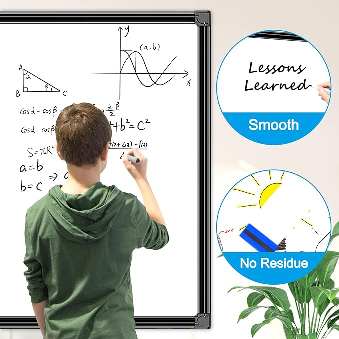 H-Qprobd 40"x30" Magnetic White Board Dry Erase Wall Mount Whiteboard - Image 2