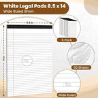 Legal Pads 8.5 x 14 Note Pads, 6 Pack Writing Pads Wide Ruled Notepads - Image 2