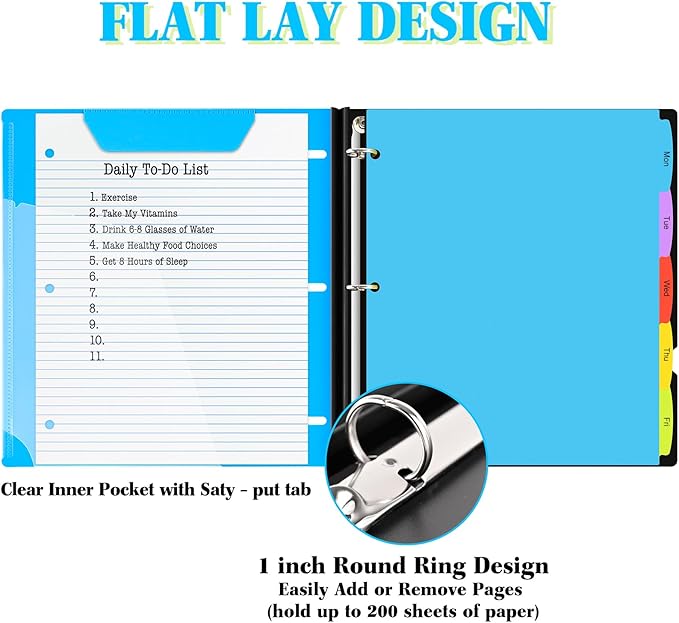 INFUN 1 Inch Telescoping 3 Ring Binder - Image 2