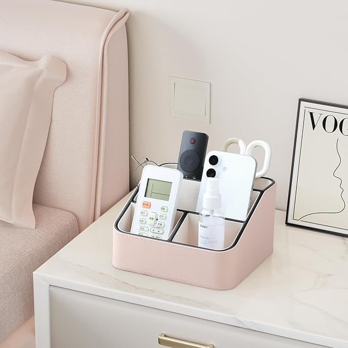 MEIBOOCH Remote Control Holder, PU Leather Small Desk Organizer - Image 6