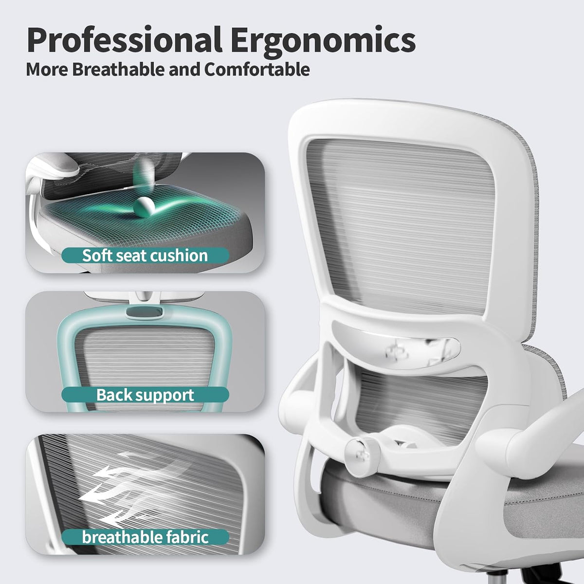 tralt office chair - ergonomic desk chair with, close-up detail
