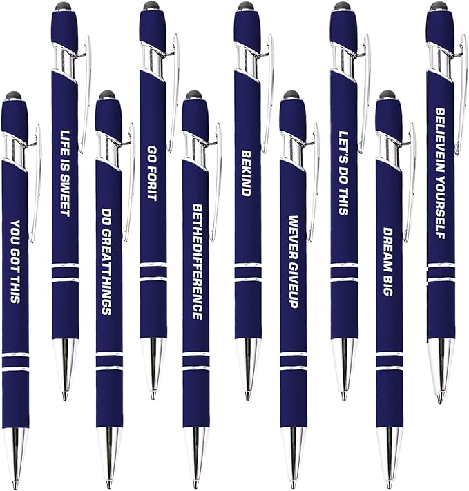 CRME 10pcs Inspirational Blue Pens Ballpoint Set Multi Tool Pens by Unknown