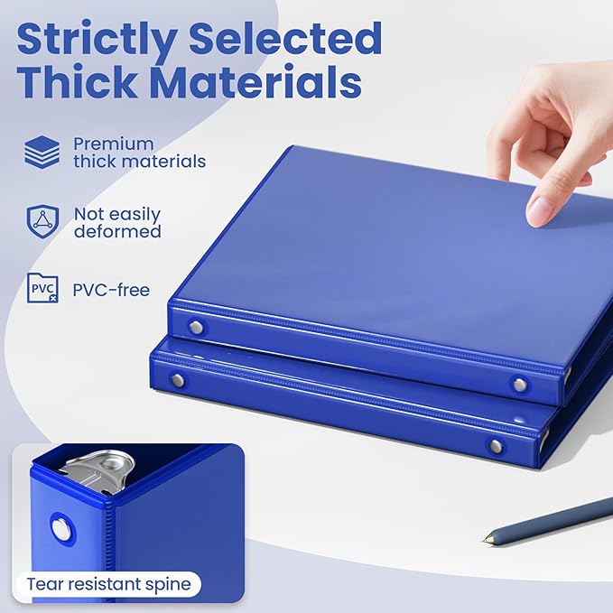 SUNEE 3 Ring Binder 1/2 Inch 1 Pack, Cobalt Blue - Image 4
