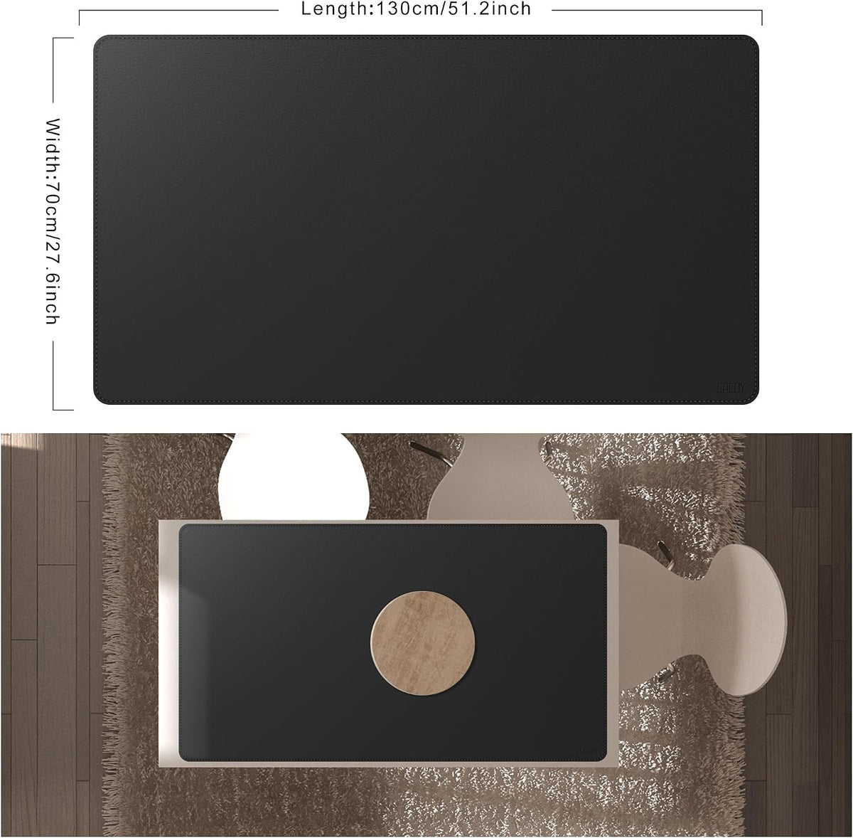 Cacoy 51.2" x 27.5" Large Leather Desk Mat, Extended Mega Size Comp...